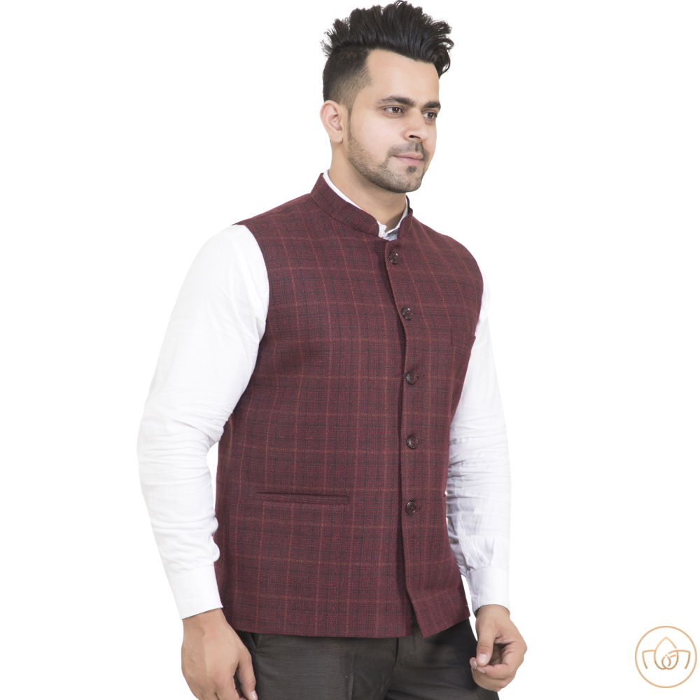 checked nehru jacket