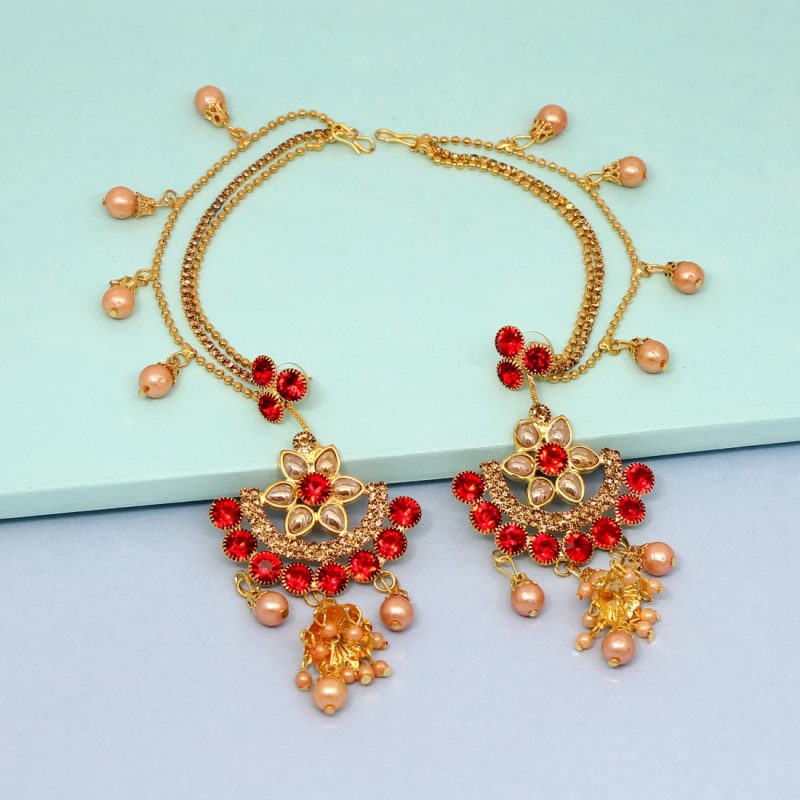 Red Bahubali Earrings IndiFeels Australia